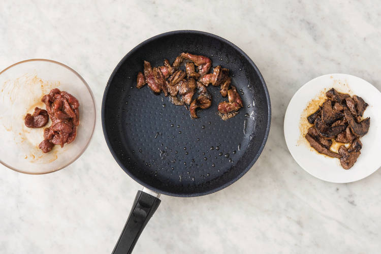 Cook the beef strips