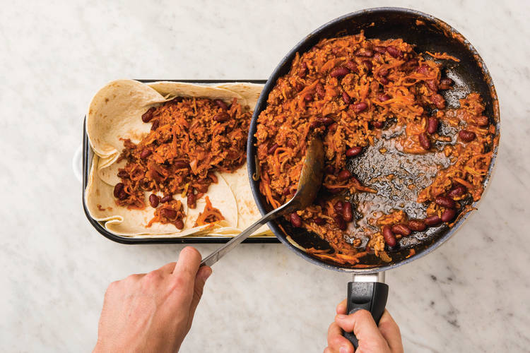 Assemble the tortilla crust