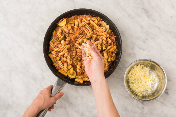 Bake Pasta and Prep Burgers