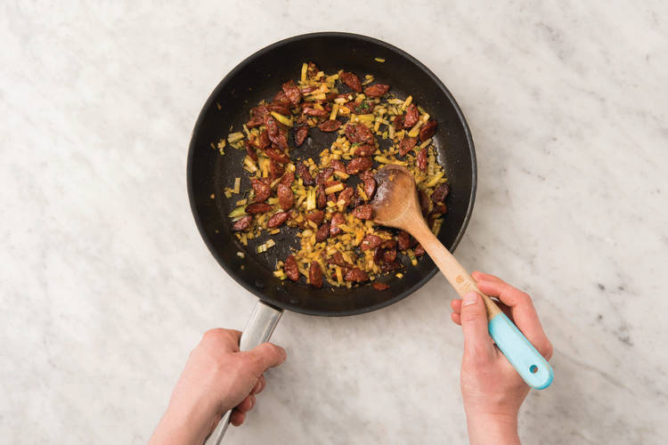 Cook the chorizo & onion