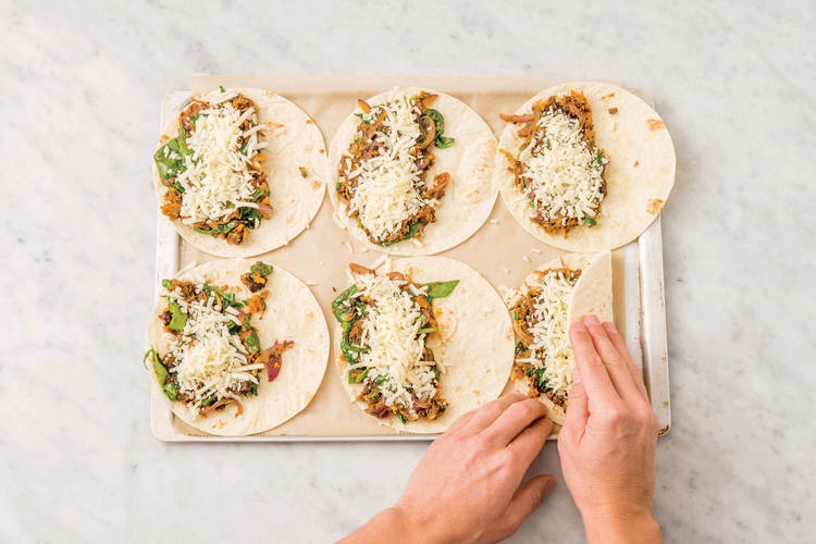 Assemble the quesadillas
