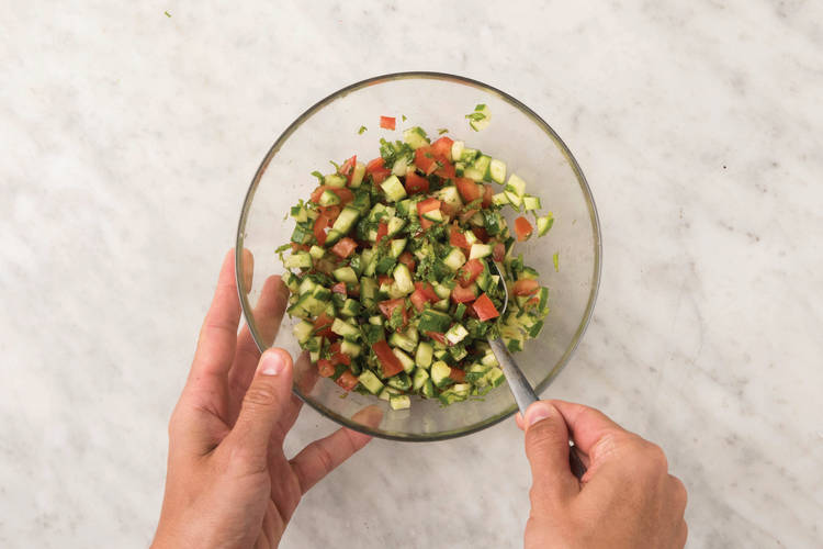 Make the cucumber-mint salsa