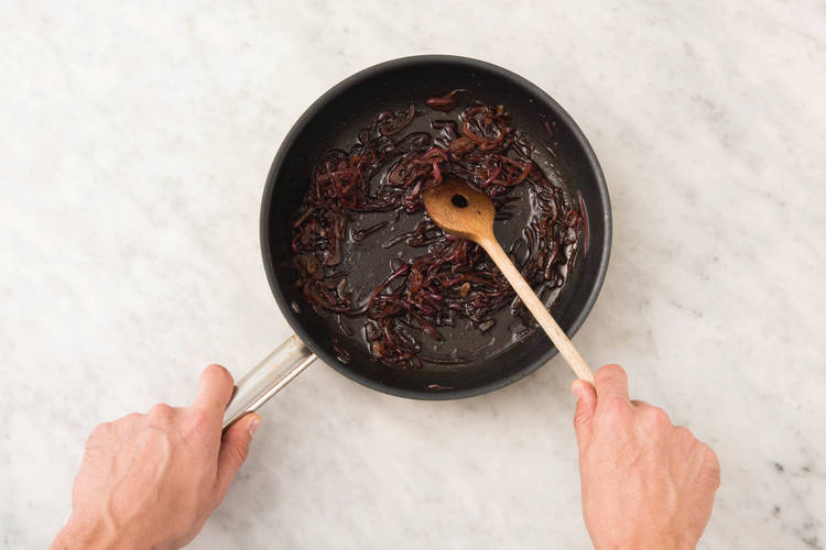 CARAMELISE THE ONIONS