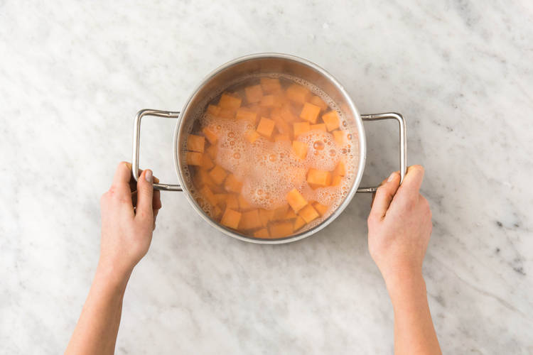 sweet potatoes in pot