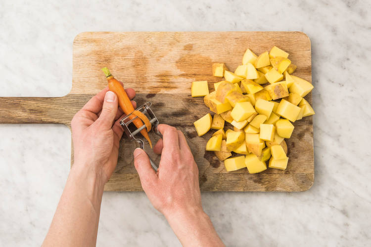 Peen en aardappelen snijden