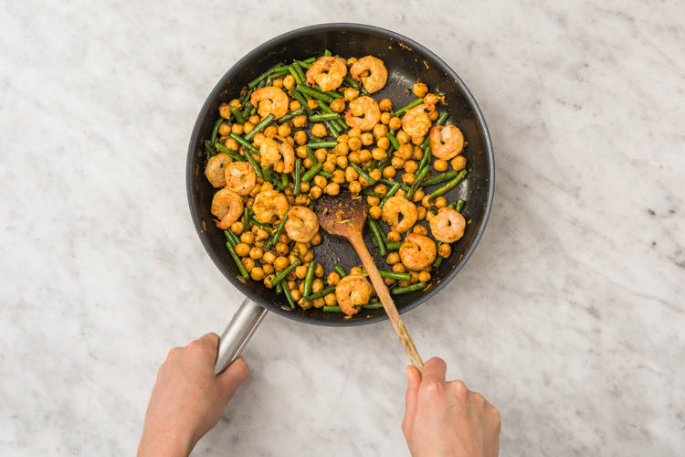 Add the Chickpeas and Prawns