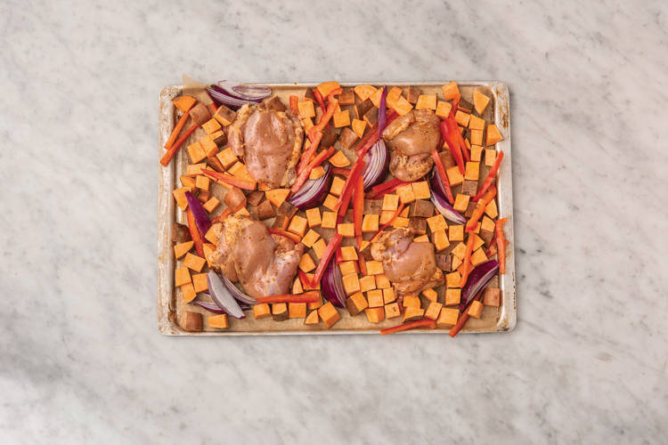 Bake chicken and veg