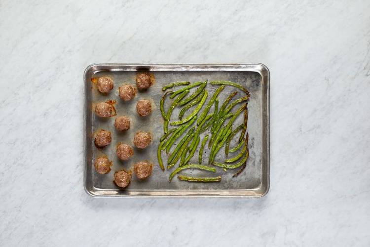 Roast Meatballs and Green Beans