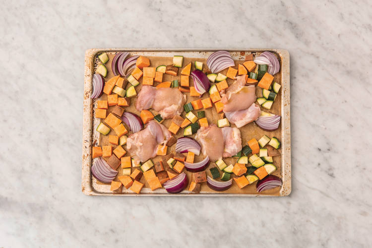 Bake chicken and veg