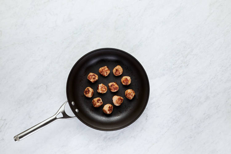 Cook Carrots and Sear Meatballs