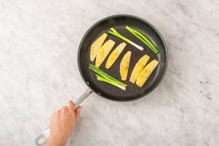 COOK PINEAPPLE AND GREEN ONIONS
