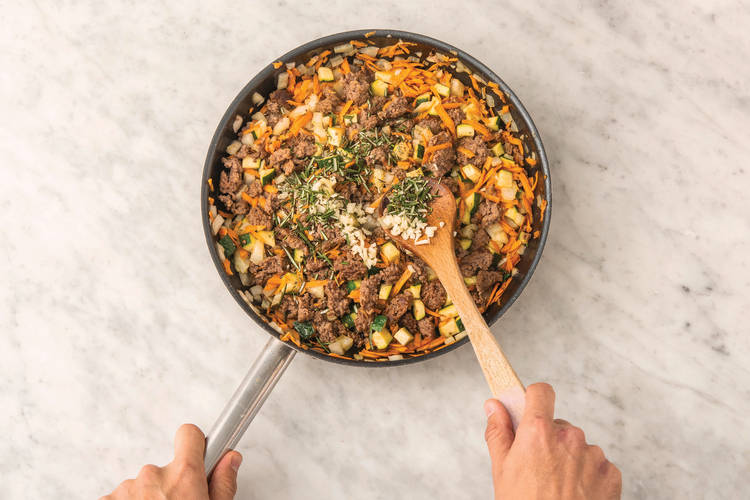 COOK THE BEEF & VEGGIES