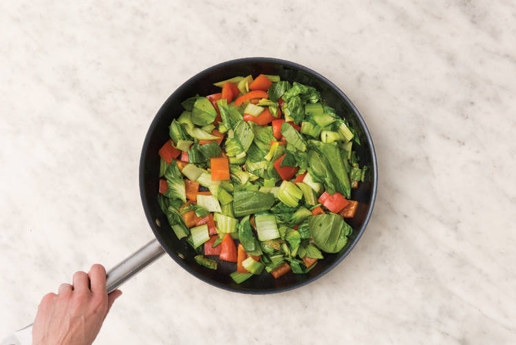 COOK THE VEGGIES & PORK