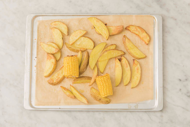 BAKE THE WEDGES & CORN