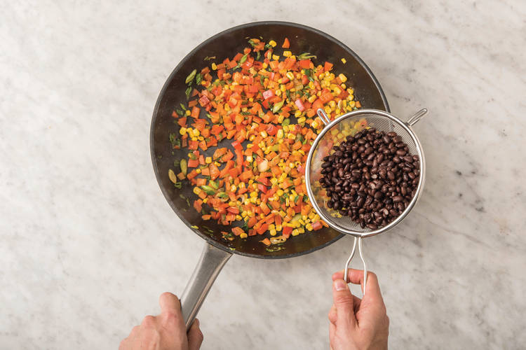 COOK THE VEGGIES & BEANS