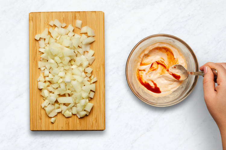 Prep Onion and Make Crema