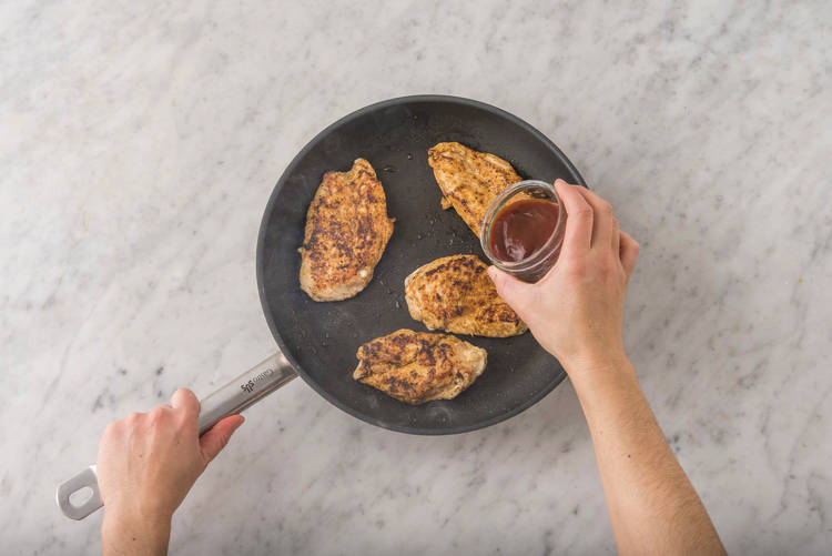 Cook the BBQ chicken