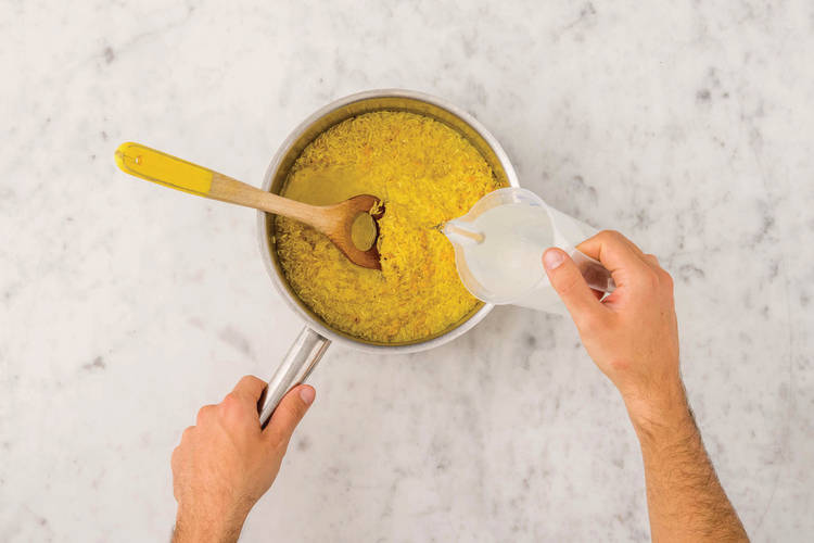 Make the turmeric rice