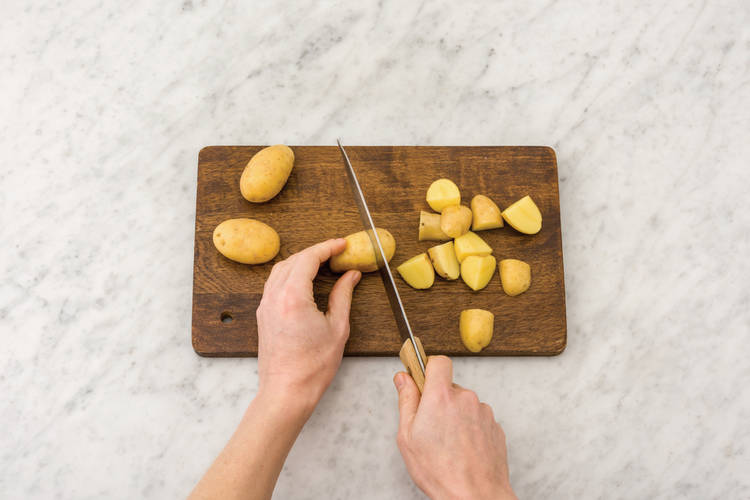 cook the potatoes and beans