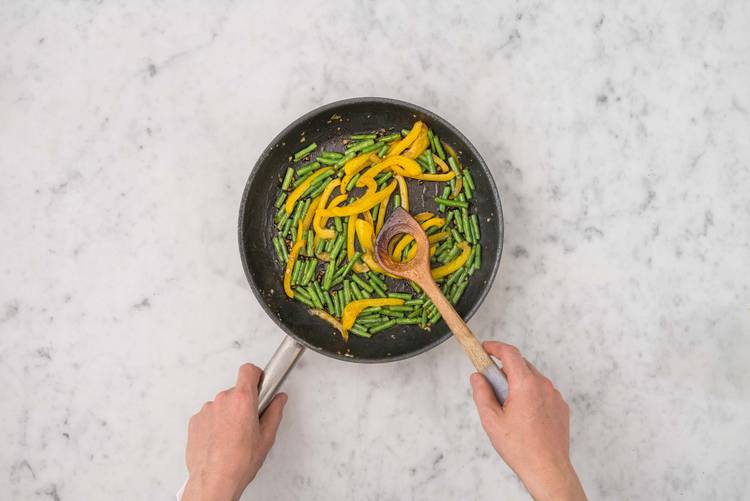 Stir-fry the veg