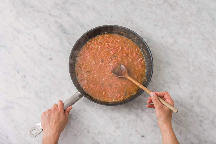 Add the rice & currants