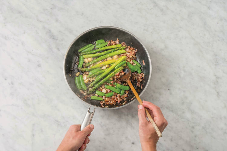 Cook the bacon & greens
