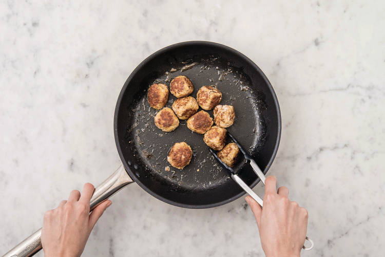 Brown the meatballs