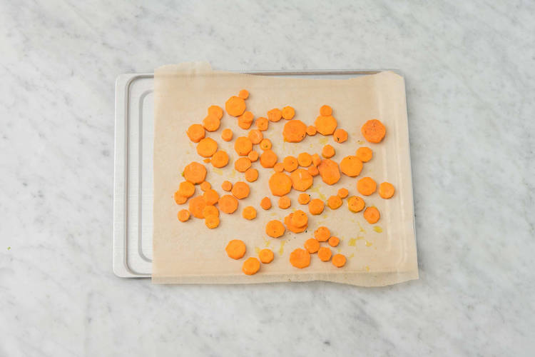 Roast carrots and make sauce