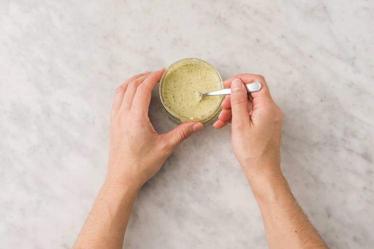 Make the pesto drizzle