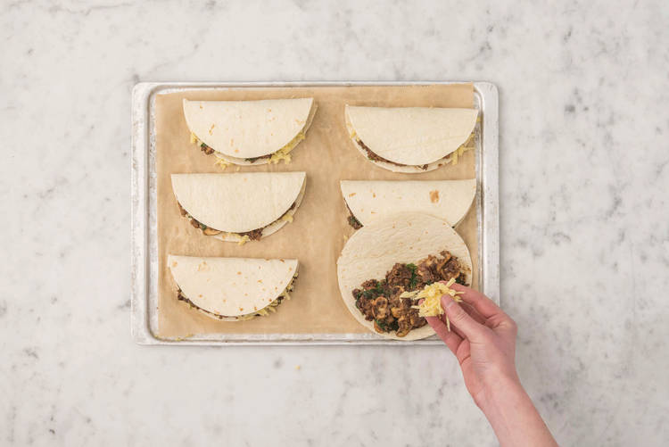 Make the quesadillas