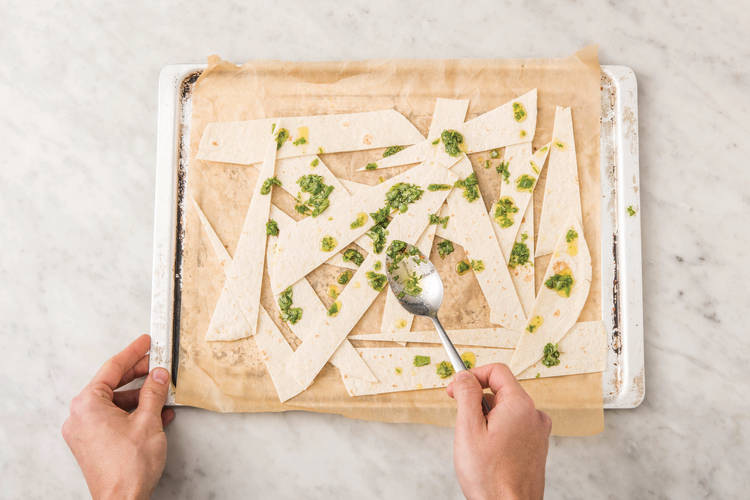 Bake the chapati strips