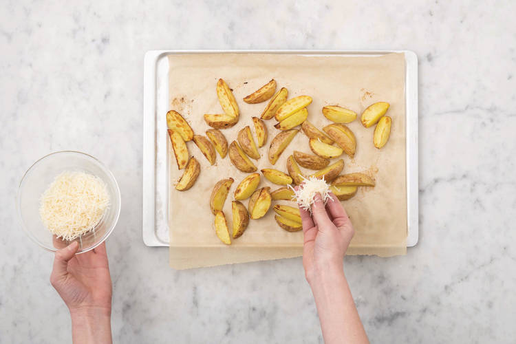 Bake the cheesy wedges