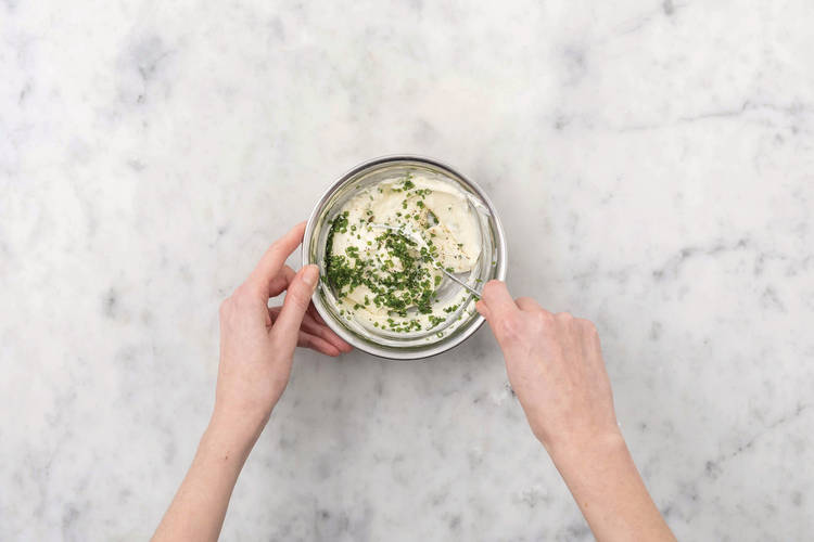 Make the chive sour cream
