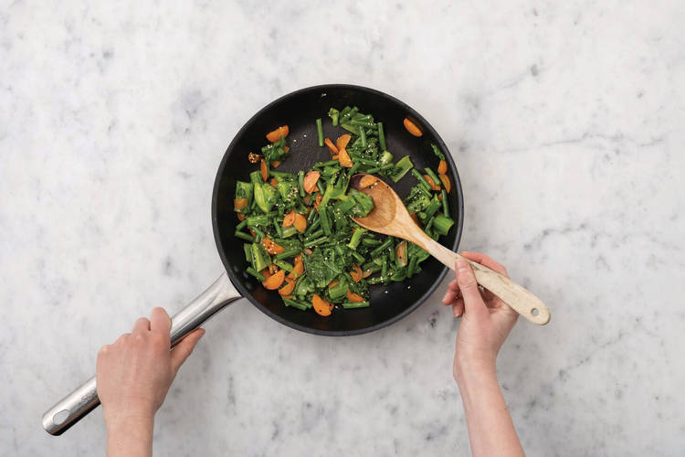 Cook the sesame veggies