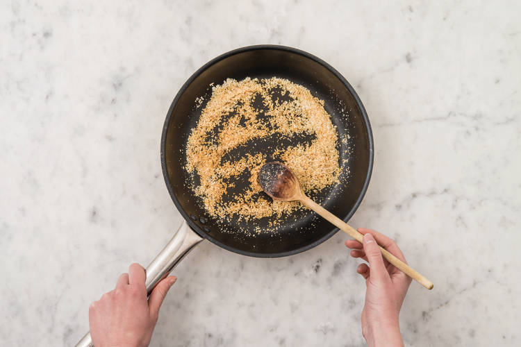 Make the garlic pangrattato