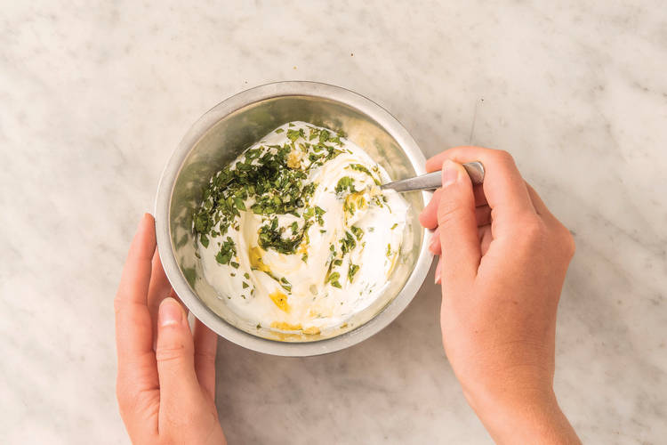 Make the garlic yoghurt