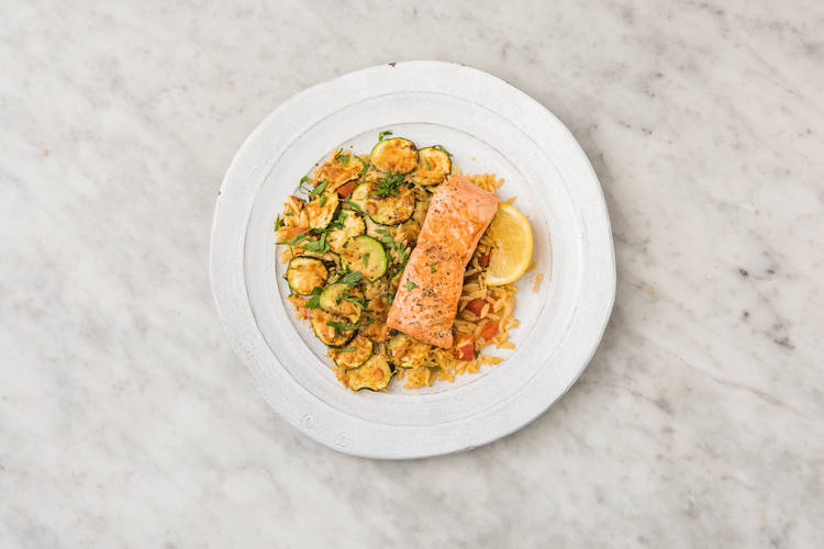 Broil orzo, finish and serve