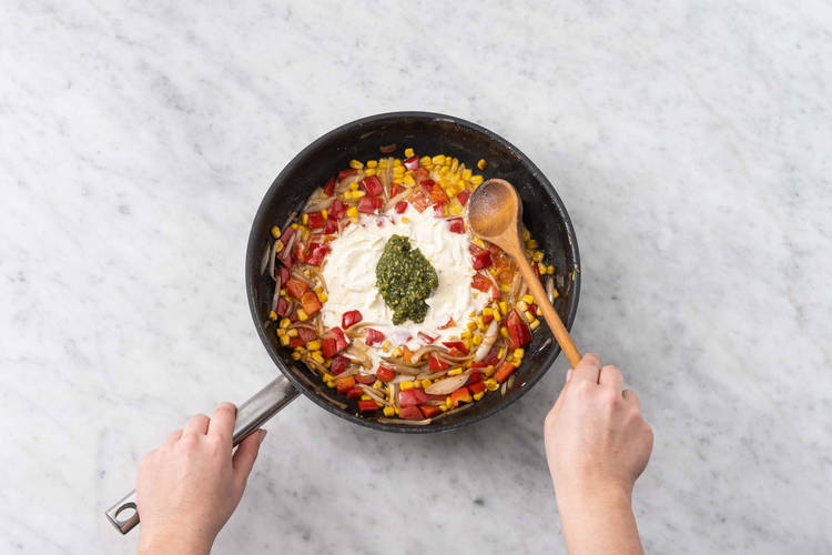 Cook veggies and sauce