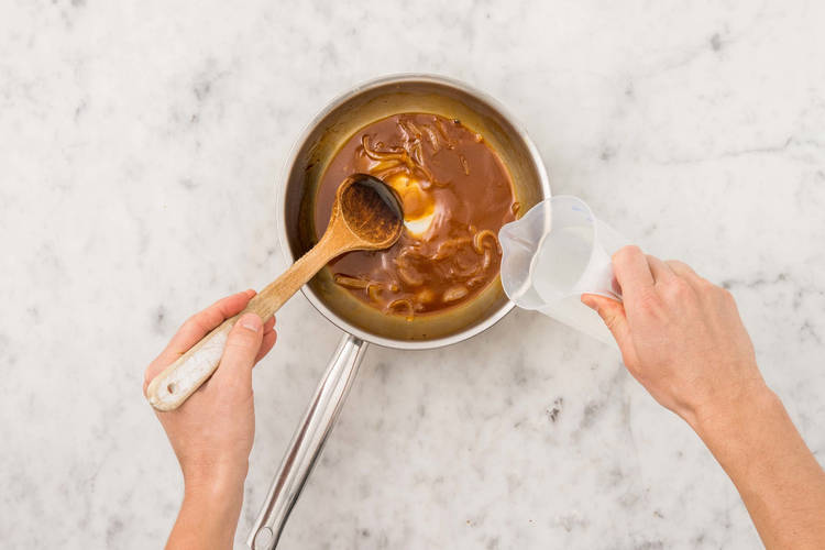 Cook patties and make au jus