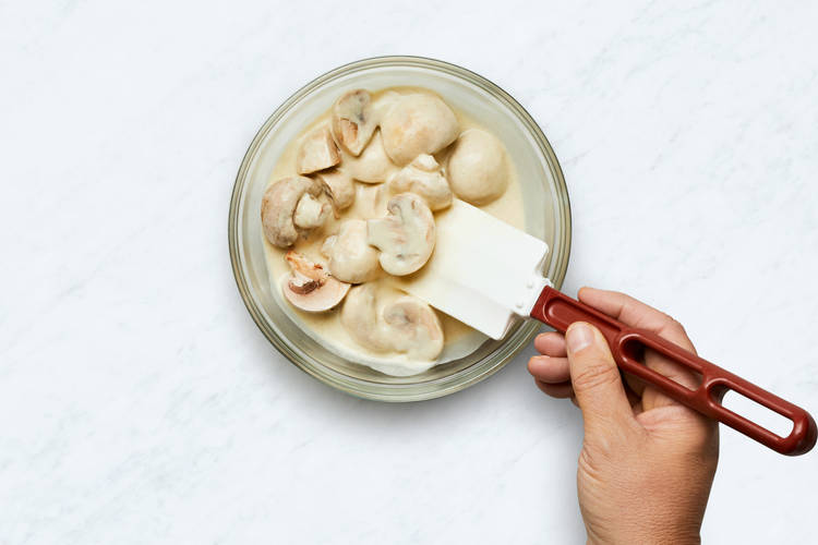 Mix Batter & Coat Mushrooms