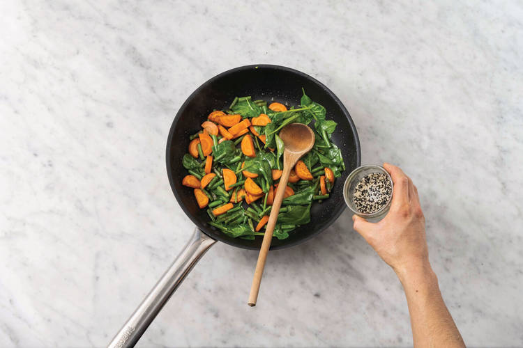 Cook the sesame veggies