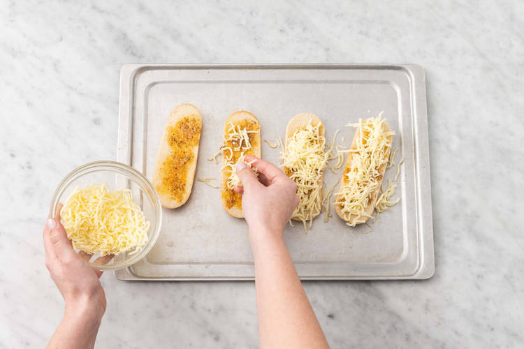 Make cheesy garlic bread