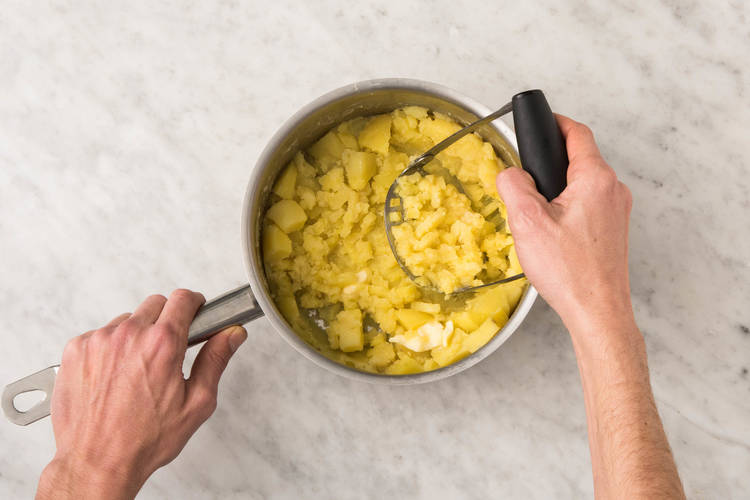 Mash potatoes and finish gravy