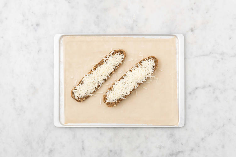 Baguette gratineren