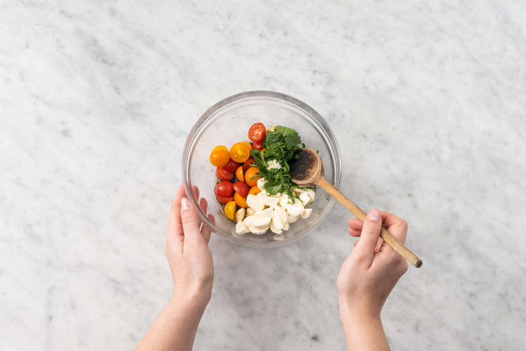 Marinate tomatoes and bocconcini