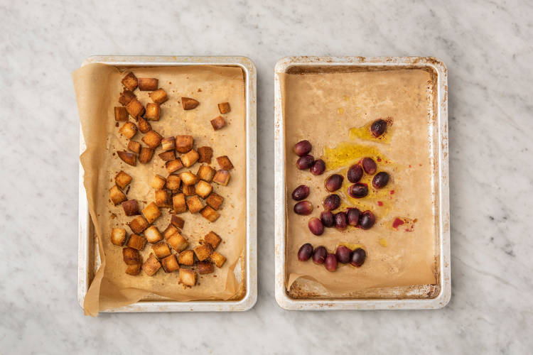Roast grapes and prep ciabatta