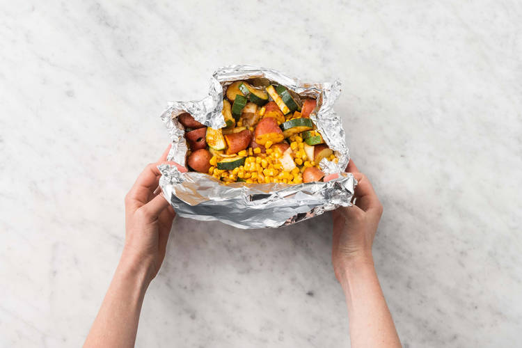 Préparer la papillote de légumes