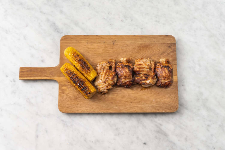 Grill chicken and corn