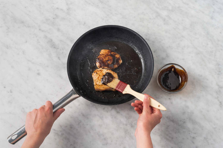 Cook and glaze pork