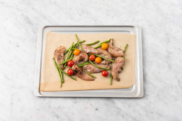 Préparer le poulet et les légumes